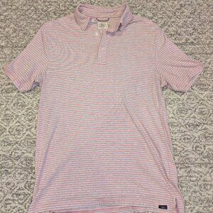 EUC Faherty movement polo shirt in striped pink and blue size small